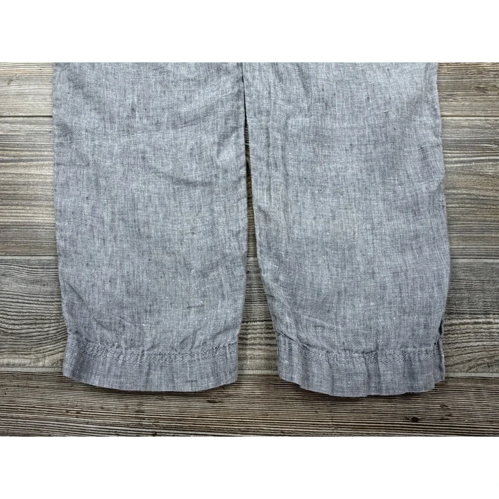 H & M Linen Pants S Chambray Grey Pull-On Light Blue Nautical Beachy Coastal
